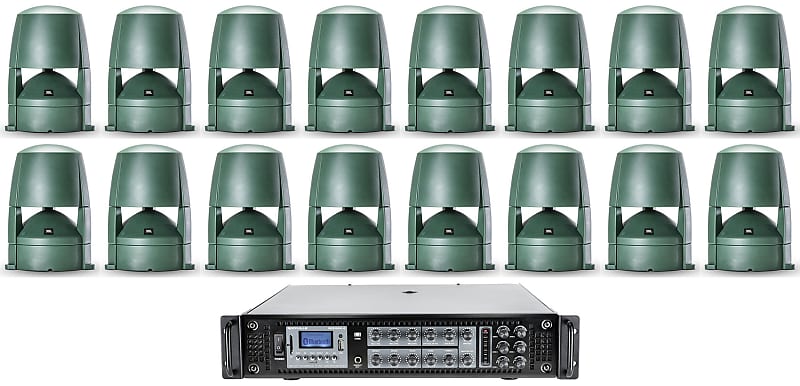 (16) JBL CONTROL 88M 8&quot; Commercial 70v Inground/On ground Landscape Speakers+Amp  			