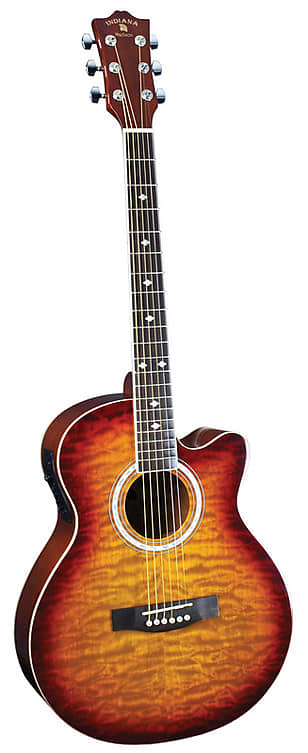 Indiana Madison Deluxe Quilt Tobacco Sunburst Acoustic-Electric Guitar image 1