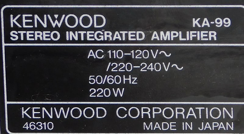 Kenwood KA-99 stereo integrated amplifier with phono input