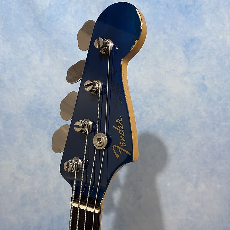 Fender Japan JB62-ASH Jazz Bass Trans Blue with Matching Headstock 