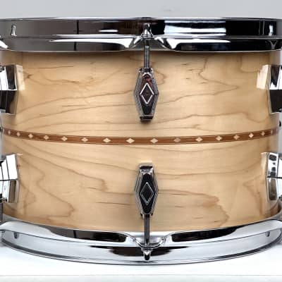 Craviotto 18/11/13/5x14" VIDEO Solid Maple 2024 - Gloss Maple w/ Mahogany Inlay image 15