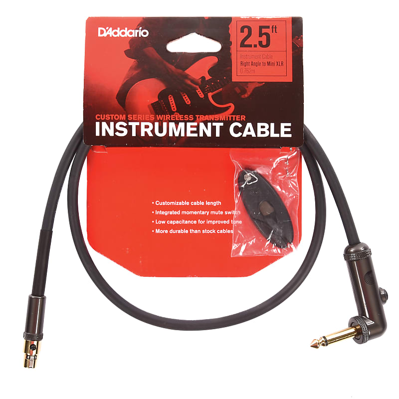 D'Addario PW-WGRA-02 Planet Waves Wireless Transmitter Right Angle Instrument Cable - 2.5' image 1