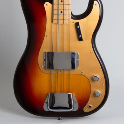 Fender  Precision Bass Solid Body Electric Bass Guitar (1958), ser. #32014, tweed hard shell case. image 3