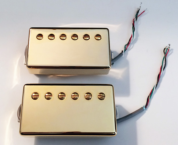 Gibson '57 Classic Humbucker set with 4-conductor wiring • PAF stickers •  Gold covers • FREE ship!