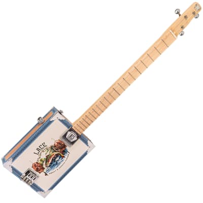 Lace Cigar Box Electric Guitar ~ 3 String ~ Gone Fishin' for sale