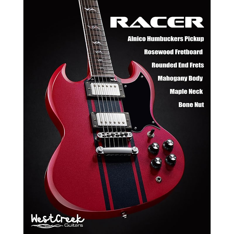 Westcreek Racer Solid Body Electric Guitar, Double Cut Electric