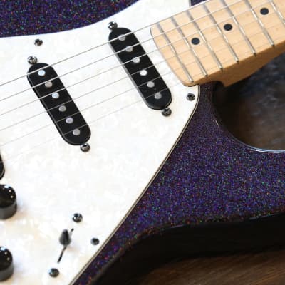 Benford Guitars Modern S Double-Cut Electric Guitar Purple Sparkle w/ Birdseye Maple Neck + OGB imagen 4