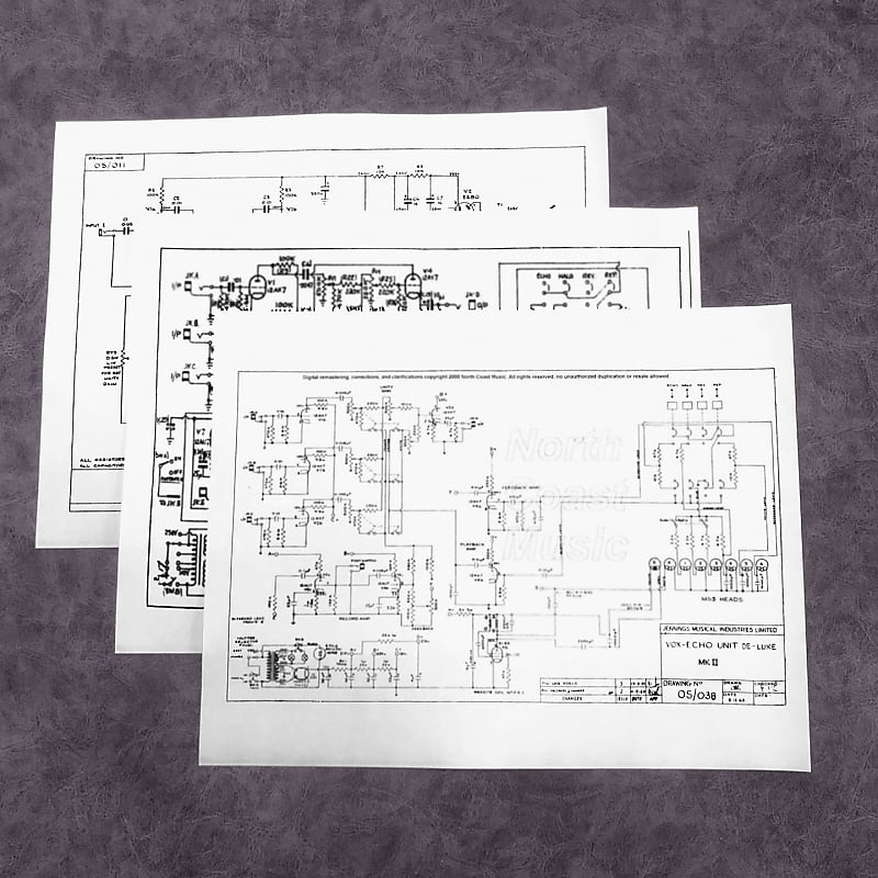 Schematic Diagram Package  for Outboard JMI Vox Tape Echo and Spring Reverb Units image 1