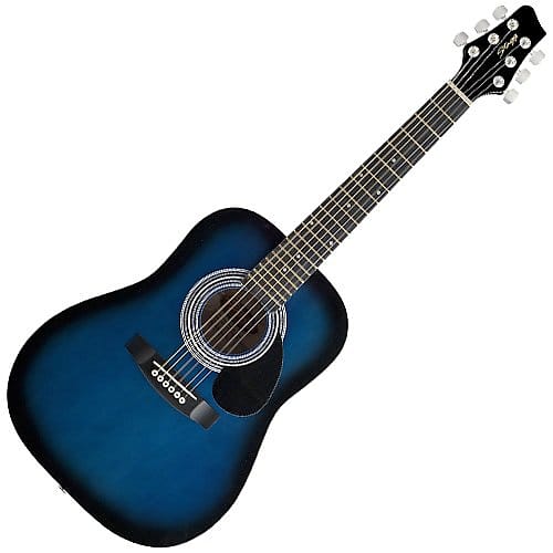 Stagg SW201 1/2 BLS Size Dreadnought Acoustic Guitar with Steel Strings - Blueburst image 1