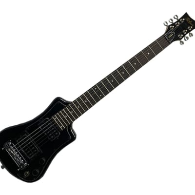 Hofner Deluxe Shorty Electric Travel Guitar w/ Gig Bag - Black - Used for sale