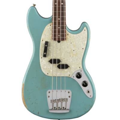 Fender JMJ Signature Road Worn Mustang Bass, Daphne Bleu, Rosewood Fingerboard for sale