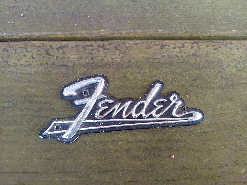 Vintage 1960's Fender Blackface Amplifier Tail Metal Logo Badge! Original Deluxe, Twin Reverb Part! image 1