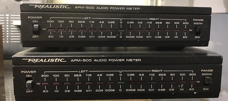 2 X Realistic APM 500 Vintage Audio Power Meter 200 Watts Output