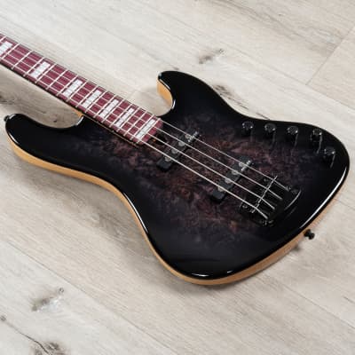 Mayones Jabba Custom 4 Bass, Purpleheart Fretboard, 5A Burl Maple, Trans Dirty Purple Burst Gloss image 1