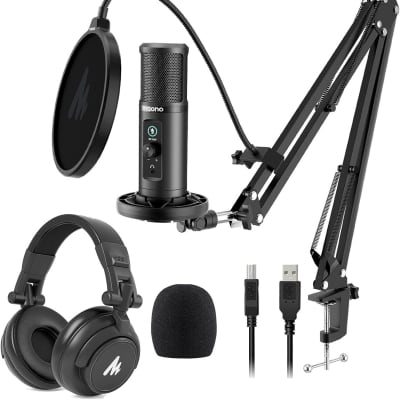 Usb Microphone With Studio Headphones,192Khz/24Bit Vocal Dynamic