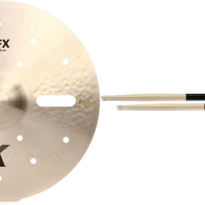 Zildjian 18 inch K Zildjian EFX Cymbal  Bundle with Zildjian Hickory Dip Series Drumsticks - 5A - Wood Tip - Black image 1
