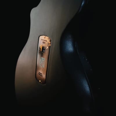Boutique handmade Honfleur semi-hollow guitar with lacquered eggshell inlays image 12
