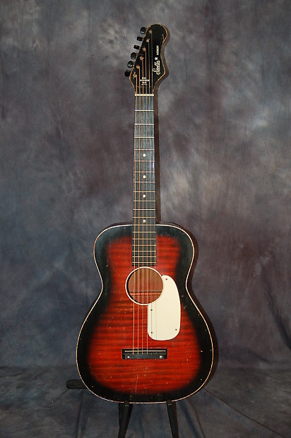 Stella Harmony H933 Fender Headstock Red Faux Tiger Stripe
