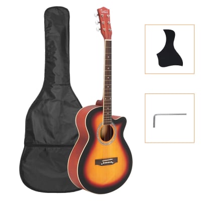 Glarry GT501 40 Inch Cutaway Auditorium Acoustic Guitar Matte Spruce Front Folk Sunset image 1