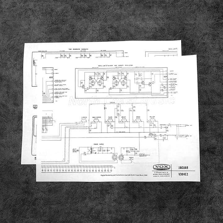 Schematic Diagrams for the Vox V304E2 Vox Jaguar Organ image 1
