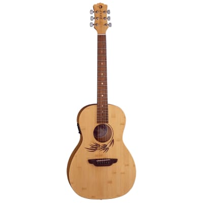 Luna Woodland Bamboo Parlor Acoustic-Electric  Guitar, Natural, WL BAMBOO PAR E for sale