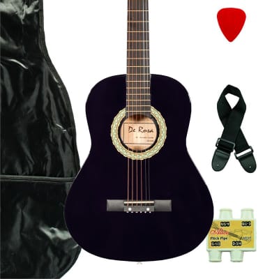 De Rosa DKG36-PL Kids Acoustic Guitar Outfit Dark Purple w/Gig Bag, Strings, Pick, Pitch Pipe &Strap for sale