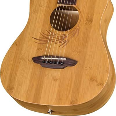 Luna Safari Bamboo 3/4 Scale Travel Acoustic Guitar, Satin Natural w/ Gig Bag image 5