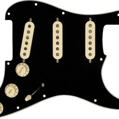 Fender Pre-Wired Strat Pickguard, Custom Shop Custom '69 SSS, Black 11 Hole PG