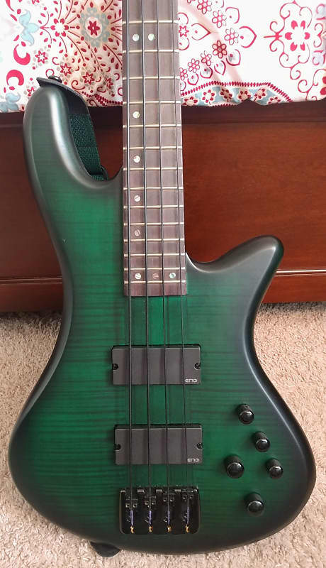 Schecter Stiletto Studio 4 2017 Emerald Green/Black Satin (2017) with Case