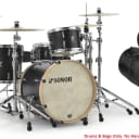 Sonor SQ1 GT Black 24x14/13x9/16x15 Drum Kit Shell Pack w/Natural Hoops +GigBags | Authorized Dealer