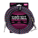 Ernie Ball PO6063 25' Braided Straight/Angle Instrument Cable - Red/White/Blue