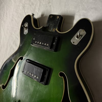 Aria Encore Matsomoku Hollow Body Electric Guitar Body Bigsby W/ Plate 1960s 1970s Green Fade image 4