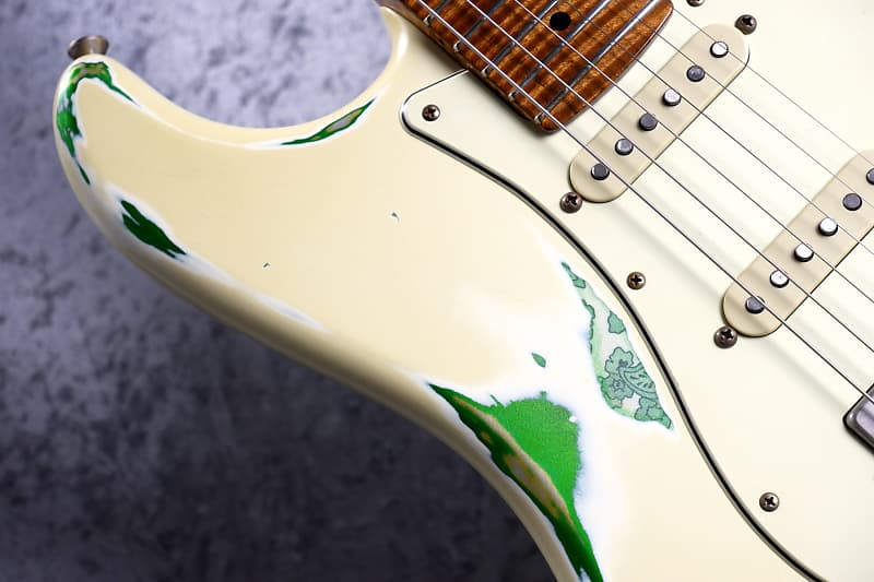 XSC-2 Master Grade Flame Maple Neck Heavy Aged ~Vintage White over Green  Paisley ~ #3200 3.53㎏ | Reverb