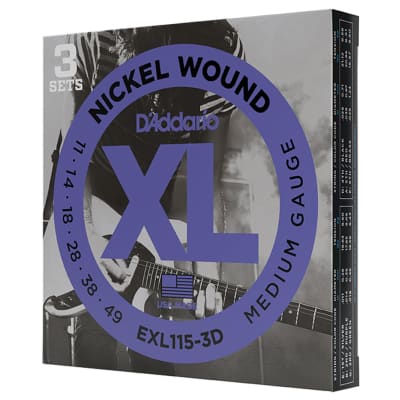 D'Addario EXL115-3D XL Nickel Electric Guitar Strings 3-Pack - 11-49 Gauge image 2