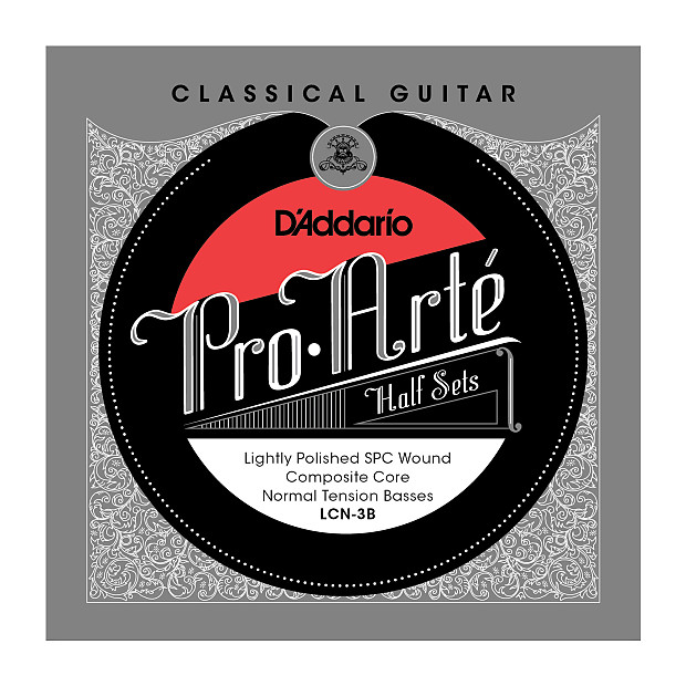 D'Addario LCN-3B Pro-Arte Lightly Polished Silver Plated Copper on Composite Core Classical Guitar Half Set, Normal Tension image 1