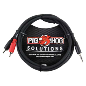 Pig Hog PB-S3R03 3.5mm TRS to Dual RCA Stereo Breakout Cable - 3'