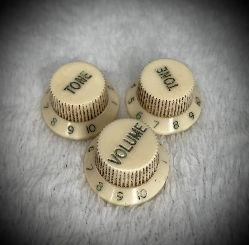 60’s Replica Aged / Relic Stratocaster Knobs (Aged White) Reverb