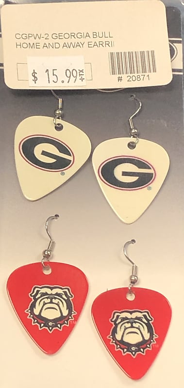 Georgia Bulldogs Home and Away Earrings - White and Red image 1