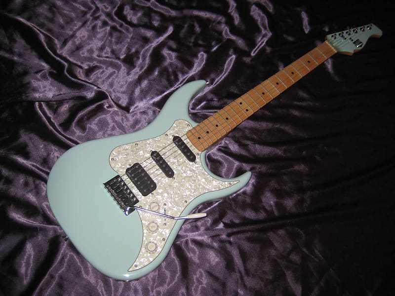 AXL Electric Guitar W/ EMG Pickups and Seafoam Surf Green Finish and Pearl Pickguard image 1