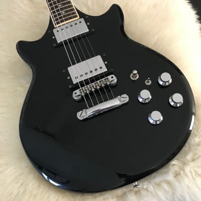 Rare Vintage The Pearl Guitar Company Export Deluxe Late 1970s Double Cut LP Style Gloss Black image 3