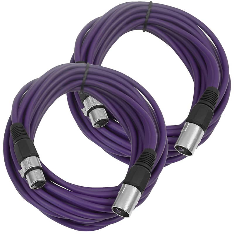 SEISMIC AUDIO Pair of Purple 25' XLR Male to Female Microphone Patch Cables image 1