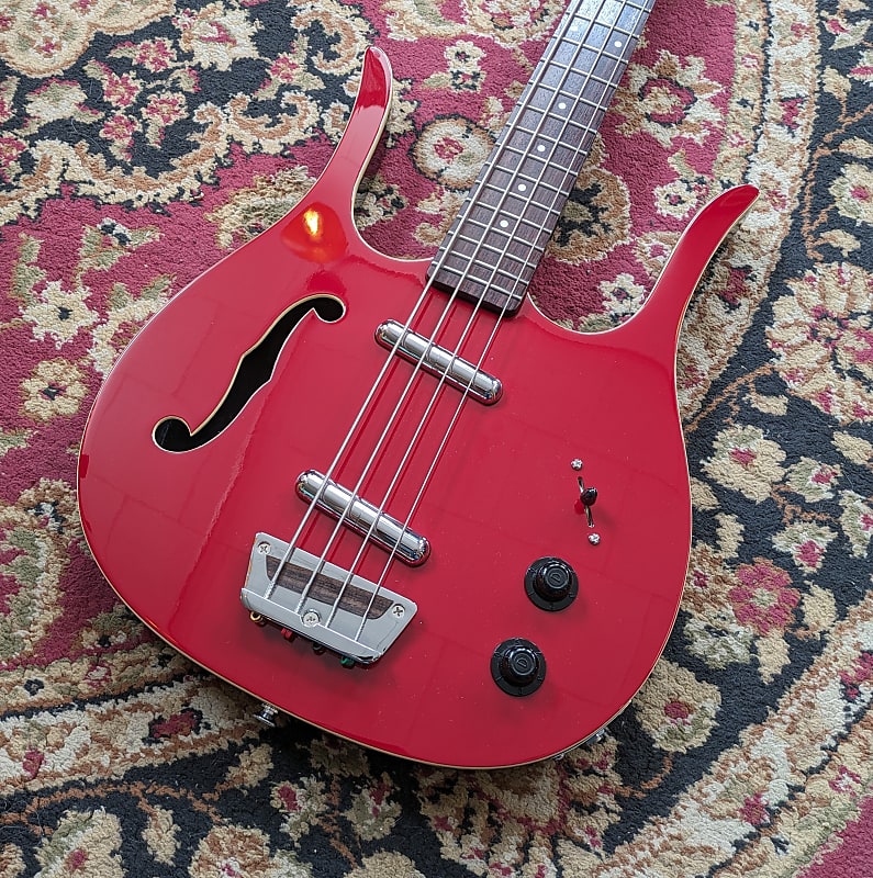 Danelectro Red Hot Longhorn SemiHollowbody Bass Guitar Red Reverb