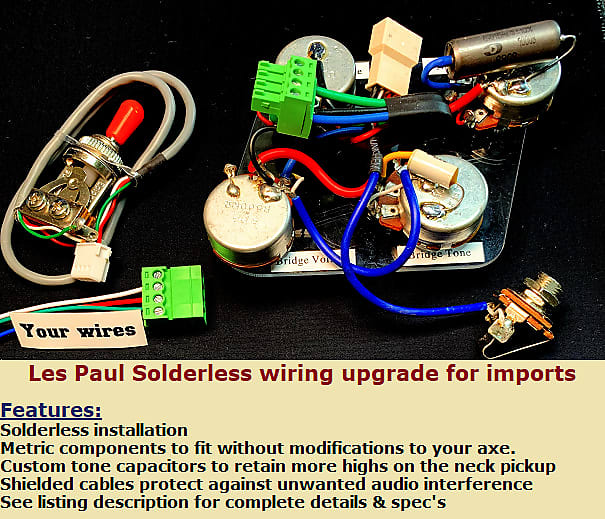 Les Paul / SG Solderless wiring harness with custom tone Reverb
