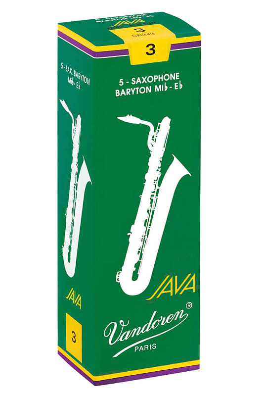 Vandoren SR343 Java Green Baritone Saxaphone Reeds - Strength 3 (Box of 5) image 1