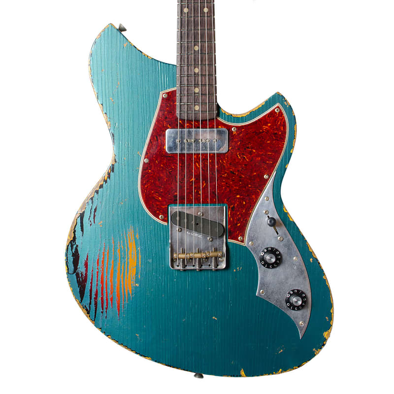 Novo Serus T Electric Guitar Ocean Turquoise over 3 Tone Burst Medium  Distress