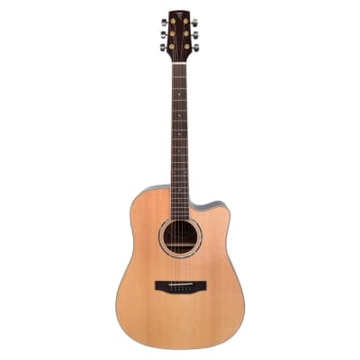 Timberidge '3 Series' Spruce Solid Top Acoustic-Electric Dreadnought Cutaway Guitar (Natural Gloss) for sale