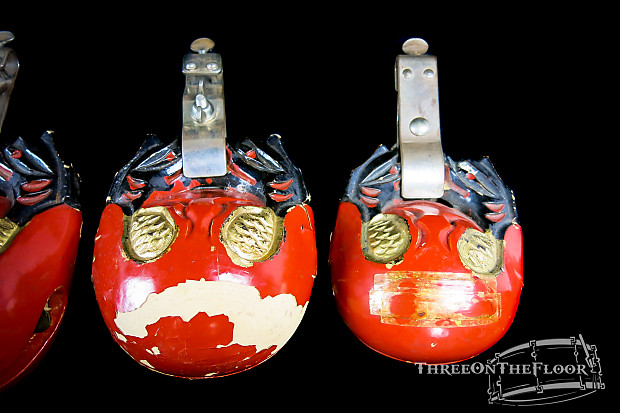 Leedy Ludwig Temple Blocks 1920s 30s Red Enamel Vintage Trap Set