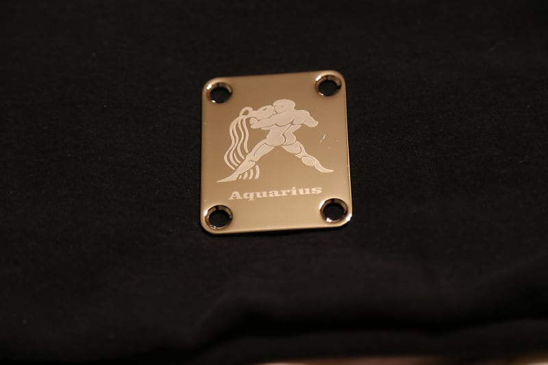 Custom Laser Etched Nickel "Aquarius" Neck Plate Reverb