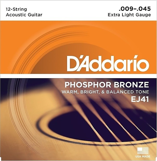 D'Addario EJ41 12-String Phosphor Bronze Extra Light Acoustic Guitar Strings image 1