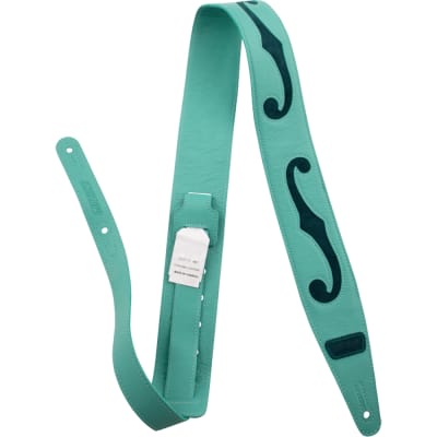 Gretsch F-Holes Leather Guitar & Bass Strap, Surf Green and Dark Green, 3"